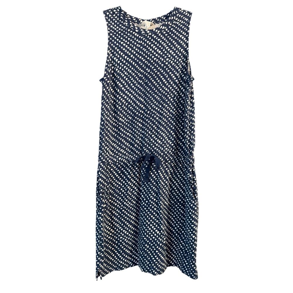 LOFT Outlet Lounge Women's Blue & White Tank Top Tie Waist Dress Size Small SM S